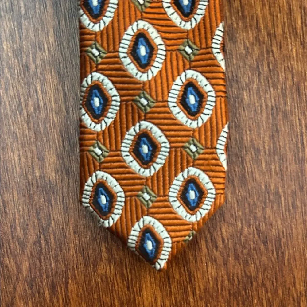 Jos. A. Bank 100% Silk Rust and Navy Woven Tie